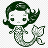 Illustration of a half-human, half-fish figure in a stylized design format suitable for digital use.