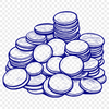 Digital Coin Set with Customizable Design A set of digital coins in various denominations, designed as a vector graphic for easy editing and customization.