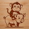 Whimsical Monkey Pig Hybrid SVG A monkey-pig hybrid creature, suitable for vector art designs.