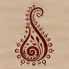 A stylized paisley motif with intricate details and ornate shapes, suitable for vector art projects.