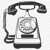 A minimalist illustration of a telephone with sleek lines and modern design elements.