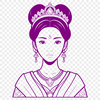 A young female character in a royal gown and crown, suitable for vector art design projects.