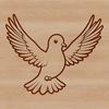 Freehand illustration of a white dove on a gray background, suitable for clip art and vector design.