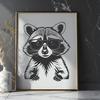 Cartoon Raccoon Wearing Shades in Digital Formats A cartoon raccoon wearing sunglasses in various digital formats, including SVG, PNG, PDF, and DXF.