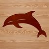 A graphic illustration of a dolphin in its natural habitat.
