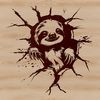 Cute Sloth Smashing Through Wall Vector Art A digital illustration of a sloth with its paws smashing through a wall, created as a vector graphic.