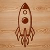 Free SVG Rocket Ship Illustration Illustrated spaceship design in vector format for cutting machine or laser engraving.