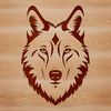 Beautiful Wolf Head SVG Template Vector illustration of a wolf's head with detailed features, suitable for digital design and cutting machine applications.