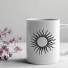 A digital representation of the sun designed as a reusable graphic element for various uses.