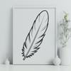A stylized illustration of a single feather, designed as a vector graphic in SVG format.