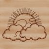 A stylized vector illustration of the sun with rays.
