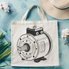 Motor Illustration with Moving Parts A detailed illustration of a motor with moving parts, suitable for vector art design in various formats including SVG.