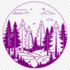 A detailed illustration of a forest landscape with various types of trees.