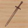 Edgy Elegance Vector Icon An abstract vector art representation of a sword with sharp edges and pointed tip.