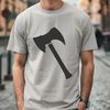 Vector Tool Design Illustration of a hand axe with a sharp blade and wooden handle.
