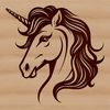A mythical creature with a long neck and single horn on its head, depicted in a vector format.