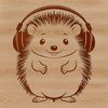 Stylized Hedgehog with Headphones Illustration A stylized illustration of a hedgehog in various poses with headphones on its head.
