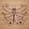 Floral Wonders Dragonfly Clip Art A colorful illustration of a dragonfly in mid-air, surrounded by floral elements.