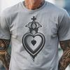 Beautiful Religious Emblem Outline An outline design of a Sacred Heart emblem suitable for various digital applications and craft projects.