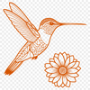 An illustration of a bird with iridescent feathers, perched on a branch amidst blooming flowers.