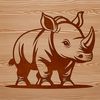 A detailed illustration of a rhino in its natural habitat, suitable for vector design and cutting machine applications.