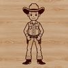 A stylized illustration of a cowboy in a classic pose, suitable for vector graphic design.