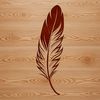 An editable graphic design element featuring a detailed feather shape with clean lines.