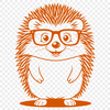 A detailed illustration of a hedgehog wearing glasses in a vector design.