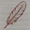 A single feather illustration with detailed design elements.
