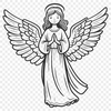A high-quality graphic design of an angel with wings, created using scalable vector graphics (SVG).