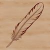 A delicate illustration of a single bird's feather in vector format.