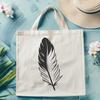 Simple White Feather Design A single white feather with clean lines and simple design elements.