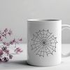 A detailed digital spider web design made up of intricate lines and shapes.