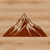 A vector graphic representation of a mountain in a stylized format.