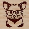 Possum Character in Glasses Illustration A cartoon possum character wearing glasses in a humorous illustration style.
