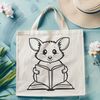 Whimsical Possum Reading Illustration A cartoon illustration of a possum holding a book and sitting on a branch, conveying a sense of calm curiosity.