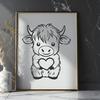 Beautiful Sitting Highland Cow Vector Image - DXF