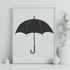 Open Umbrella Illustration A simple illustration of an open umbrella against a clear blue sky with scattered rain clouds.
