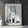 Beautiful Sitting Husky - DXF