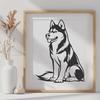 Artistic Sitting Husky - DXF