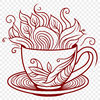 Unique Coffee Cup Digital Drawing - Free DXF