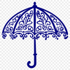 A simple line art illustration of a colorful umbrella with a bold shape and clean design.