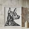 Free Doberman Pinscher Silhouette Clip Art Detailed doberman pinscher outline for use as clip art in crafting and graphic design projects.