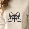 Unique Peeking Dog Decal - DXF