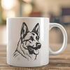 Canine Silhouette: German Shepherd Head Illustration A vector illustration of a German Shepherd dog's head in a digital format.