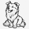 Sitting Shetland Sheepdog Vector Art