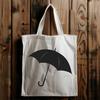 Colorful Vector Umbrella Design An illustration of a colorful umbrella on a cloudy rainy day.