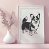 Welsh Corgi Digital Drawing In SVG, PNG, PDF And DXF Formats