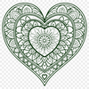 A intricately designed heart-shaped mandala with floral patterns, suitable for vector graphics.