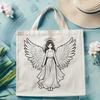 A vector illustration of a serene angel in a peaceful pose.